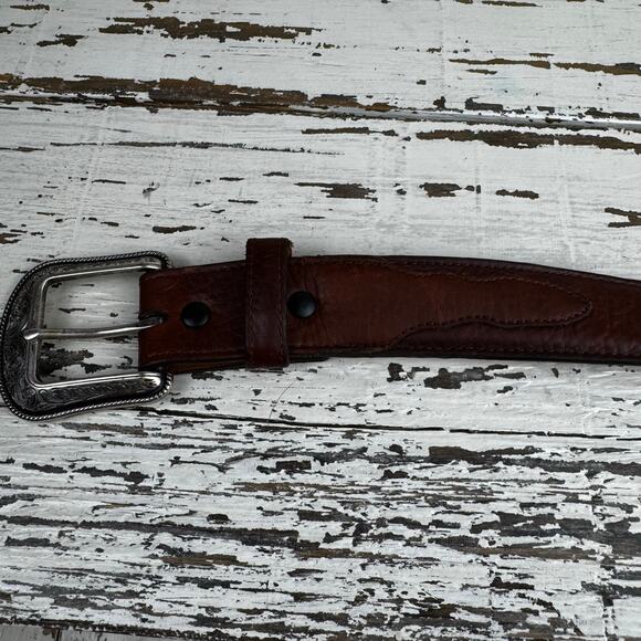 3D Belt Company Brown Genuine Leather Belt Made in Dominican Republic Size 44 - Picture 8 of 16